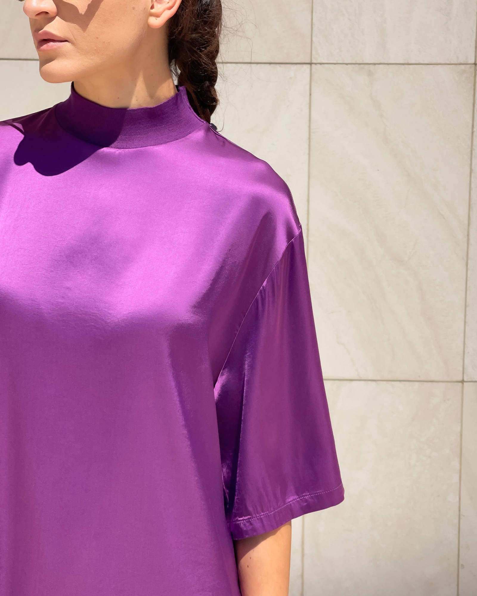 T-SHIRT OVER IN SATIN NORA SICILIA