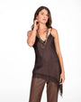 TOP ARIETE IN SATIN MORO
