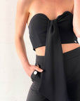 TOP SCOLLO A CUORE KONTATTO NERO