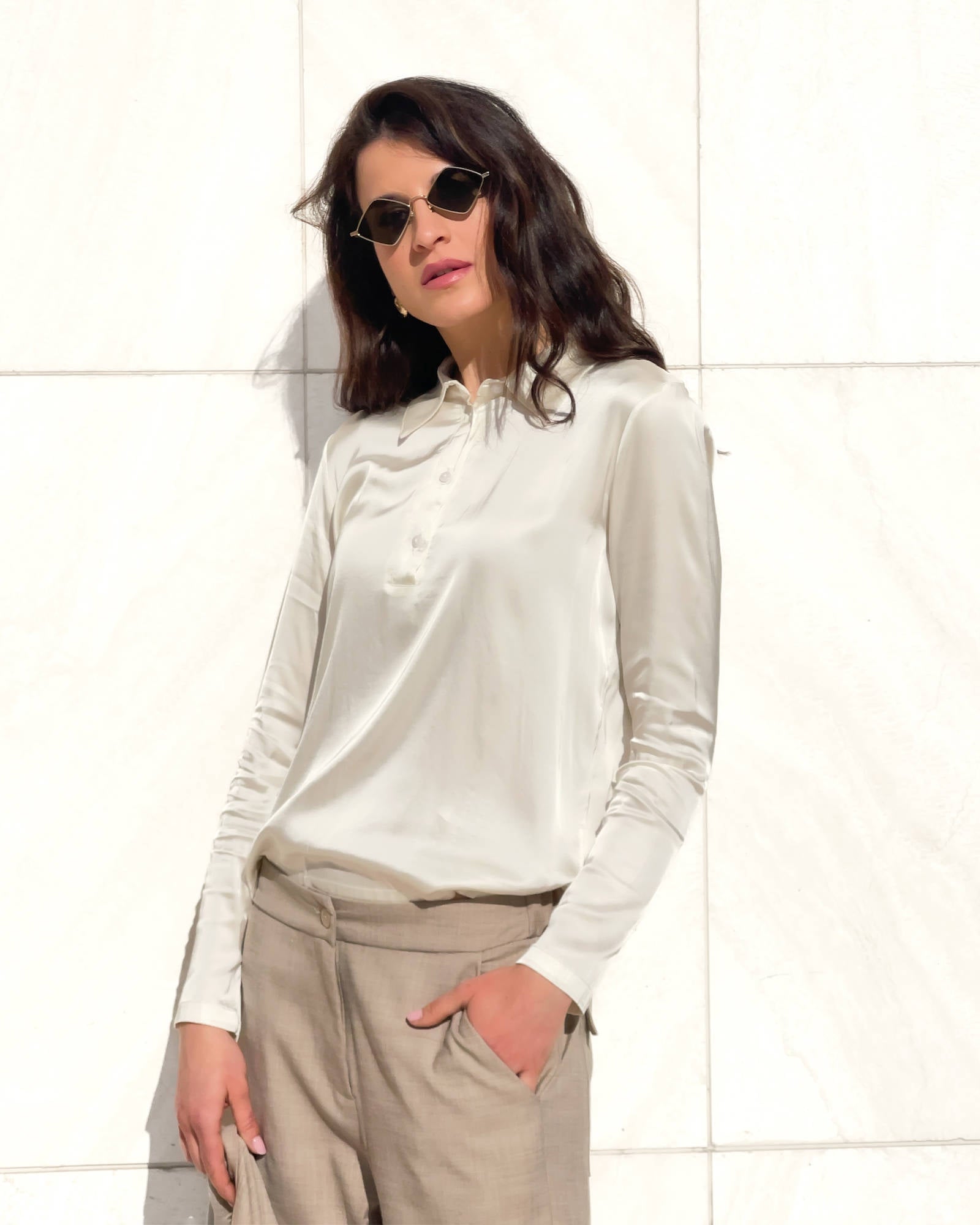POLO SATIN NORA BURRO