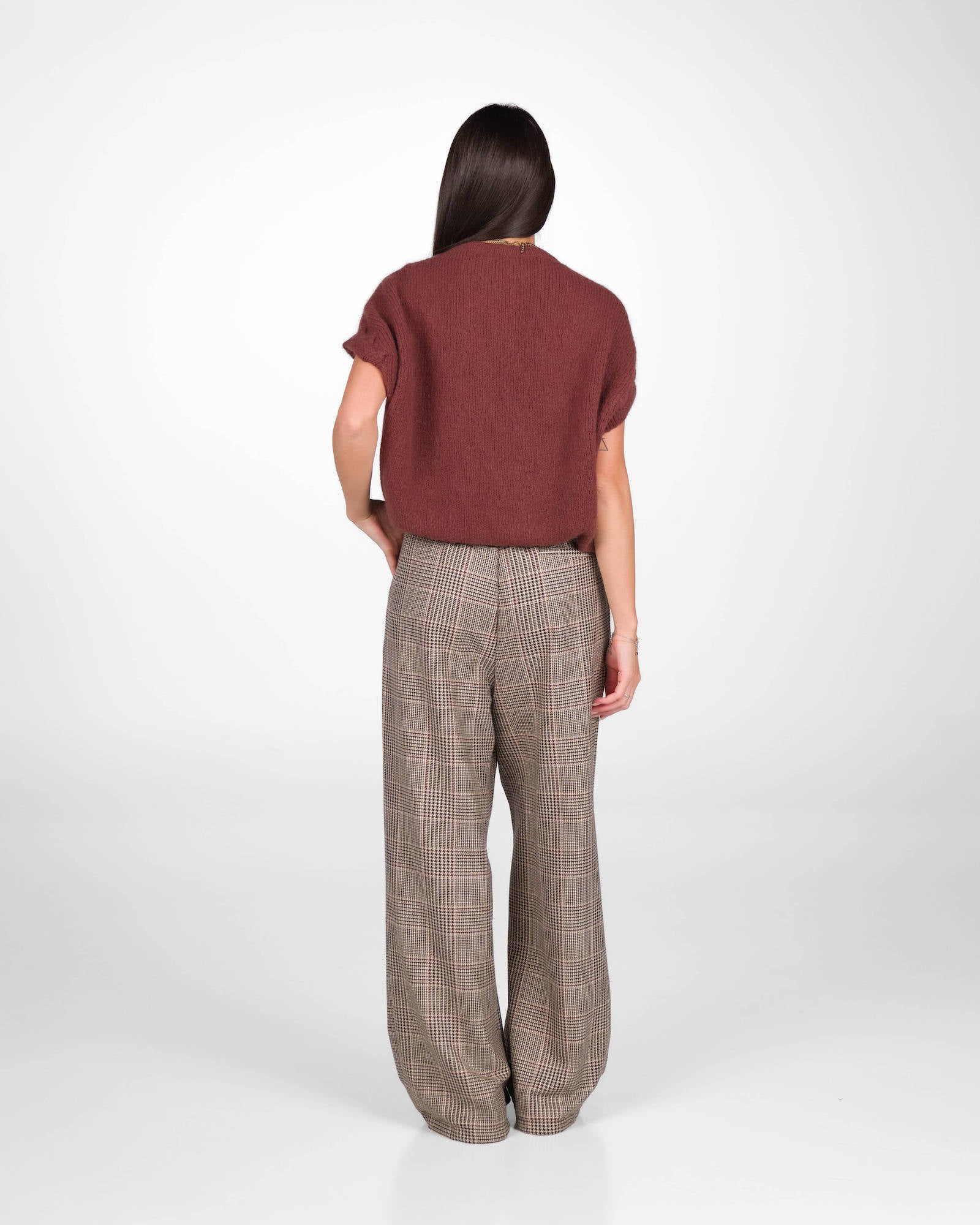 PANTALONE ANDREA CHECK TWEED BROWN