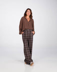 PANTALONE ANDREA CHECK GALLES BROWN BLU