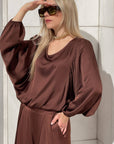 BLUSA SATIN JADE' CHOCO