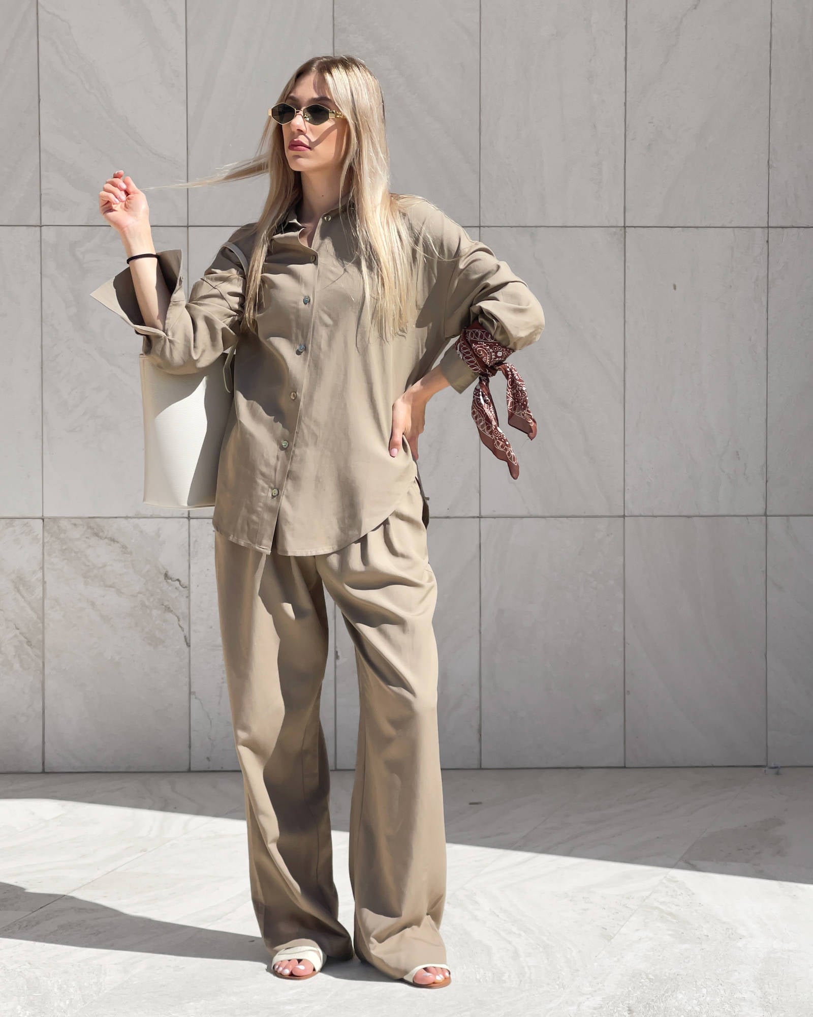 PANTALONE IN LINO VISCOSA MISTRAL CAMEL