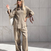 PANTALONE IN LINO VISCOSA MISTRAL CAMEL