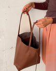 SHOPPER BAG IN PELLE CHOCOLATE