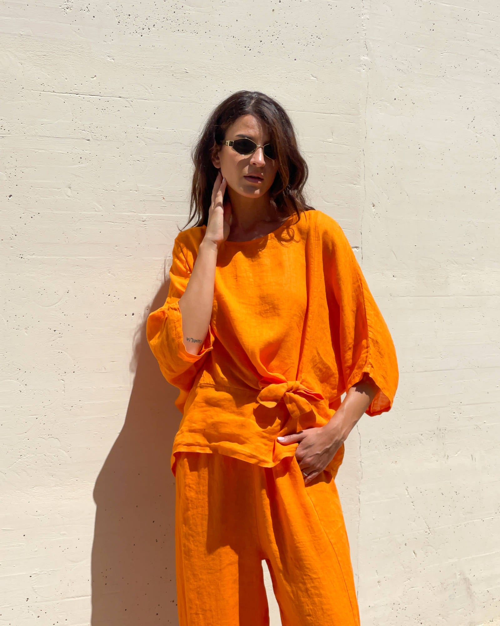 BLUSA PIPER FIOCCO IN LINO MANGO