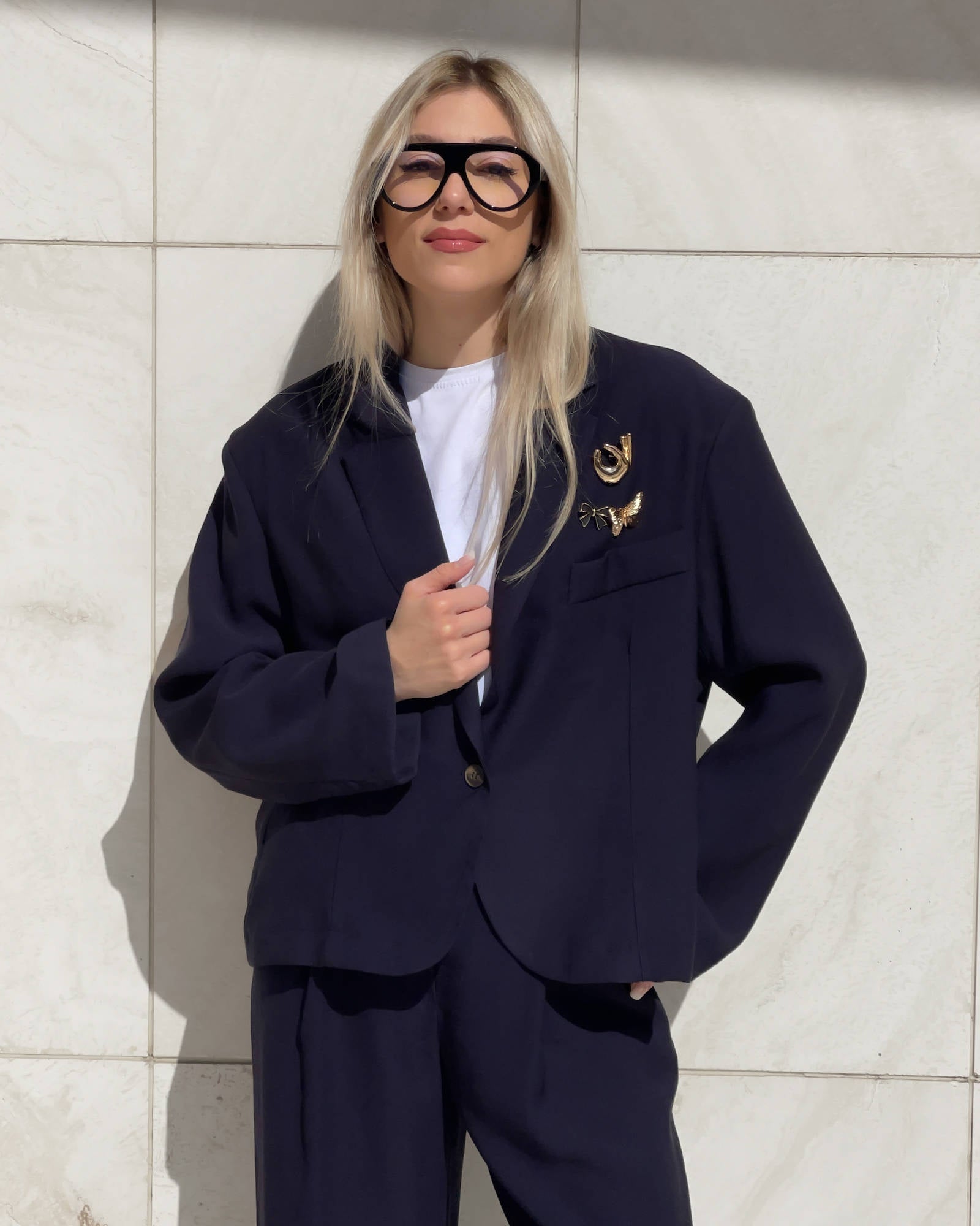 BLAZER CROPPED MEDLEY BLU