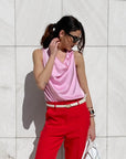TOP IN VISCOSA E SETA ROSE