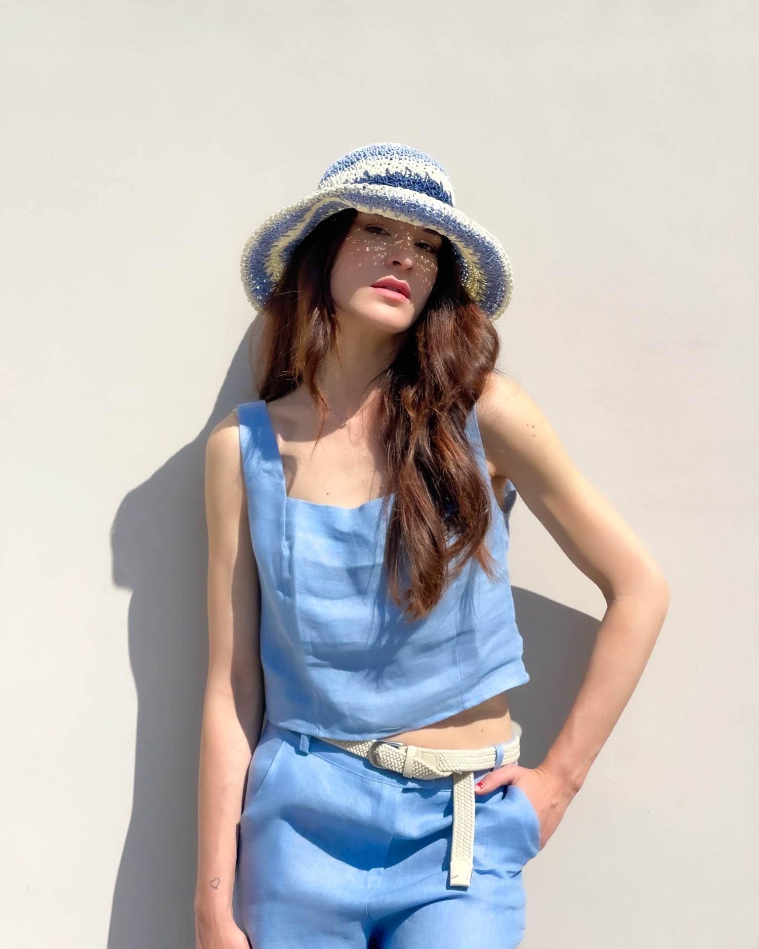 TOP IN LINO PSL STUDIO CELESTE