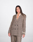 GIACCA OVER CHECK TWEED BROWN