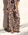 PANTALONE LEONA IN POPELINE DI VISCOSA CIOCCOLATO