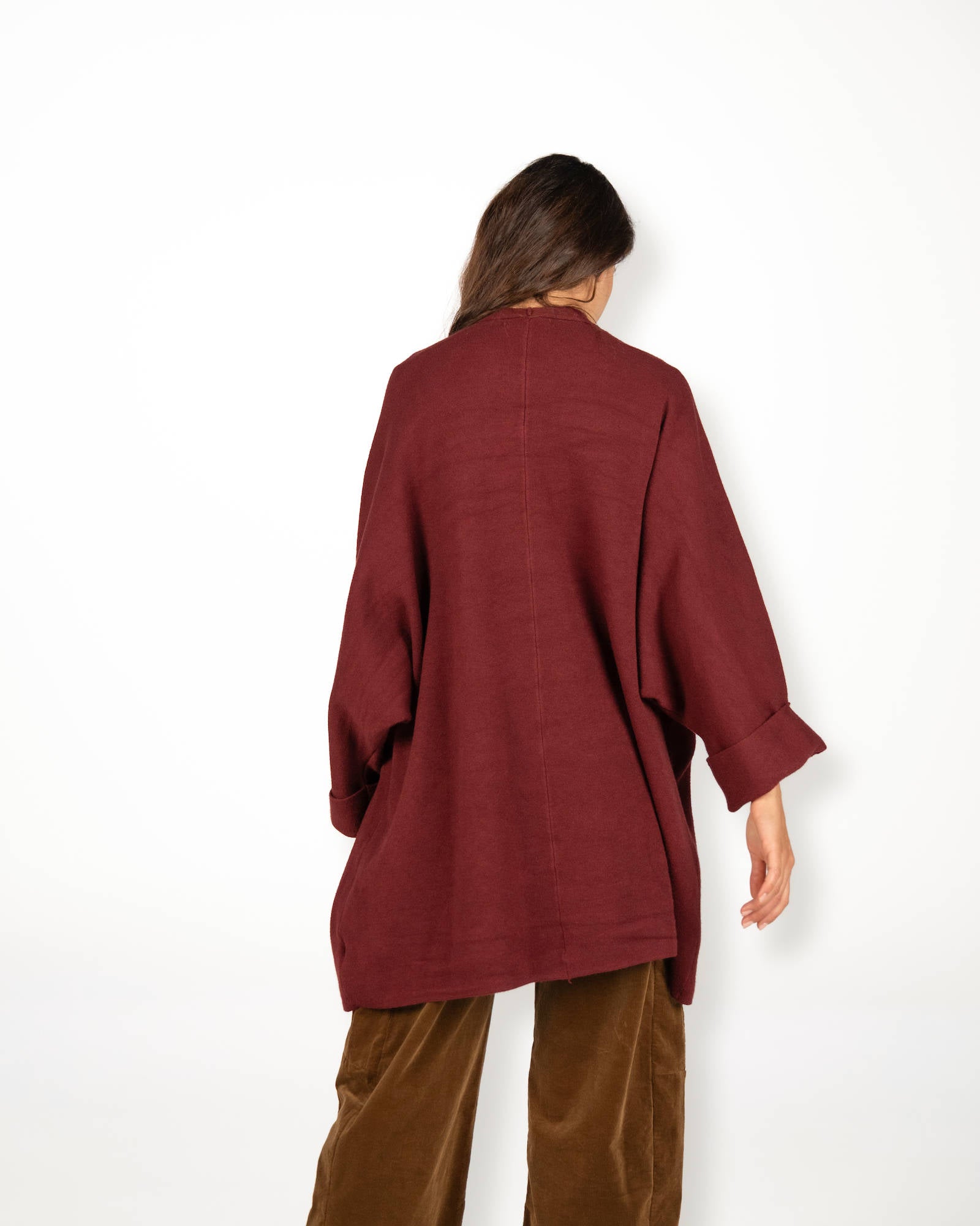 CARDIGAN OVER IN MAGLIA HALLA BORDEAUX