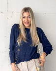 TOP CON SPALLINE ANASTASIA BLU NOTTE