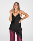 TOP ARIETE IN SATIN NERO