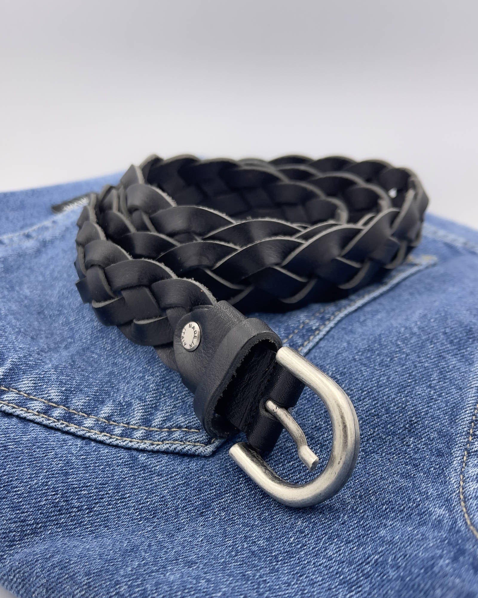 CINTURA IN PELLE LANA NERO