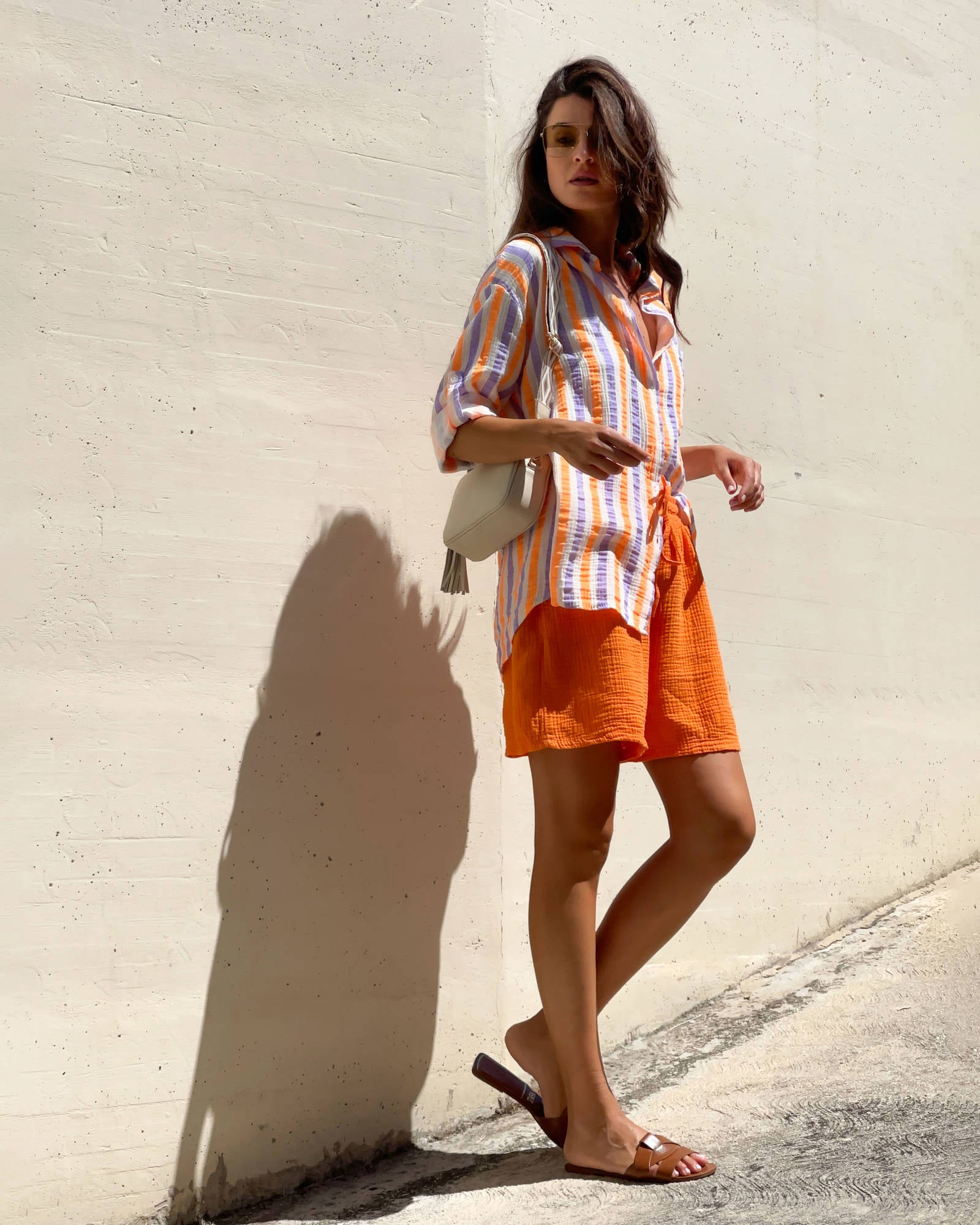 SHORT IBIZA IN GARZA DI COTONE ARANCIO