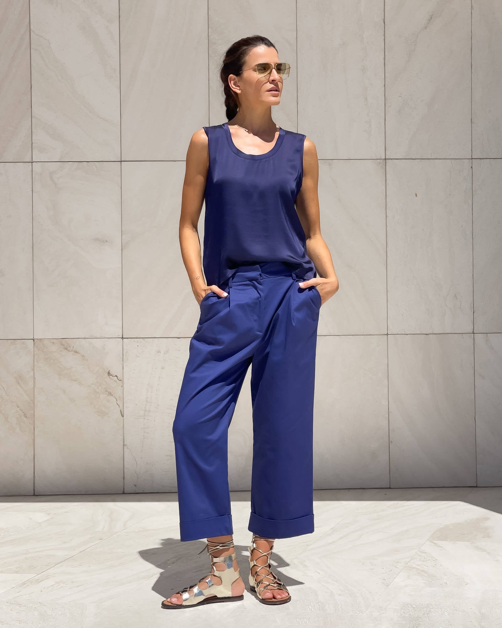 TOP SPALLA LARGA NORA IN SATIN NIGHT