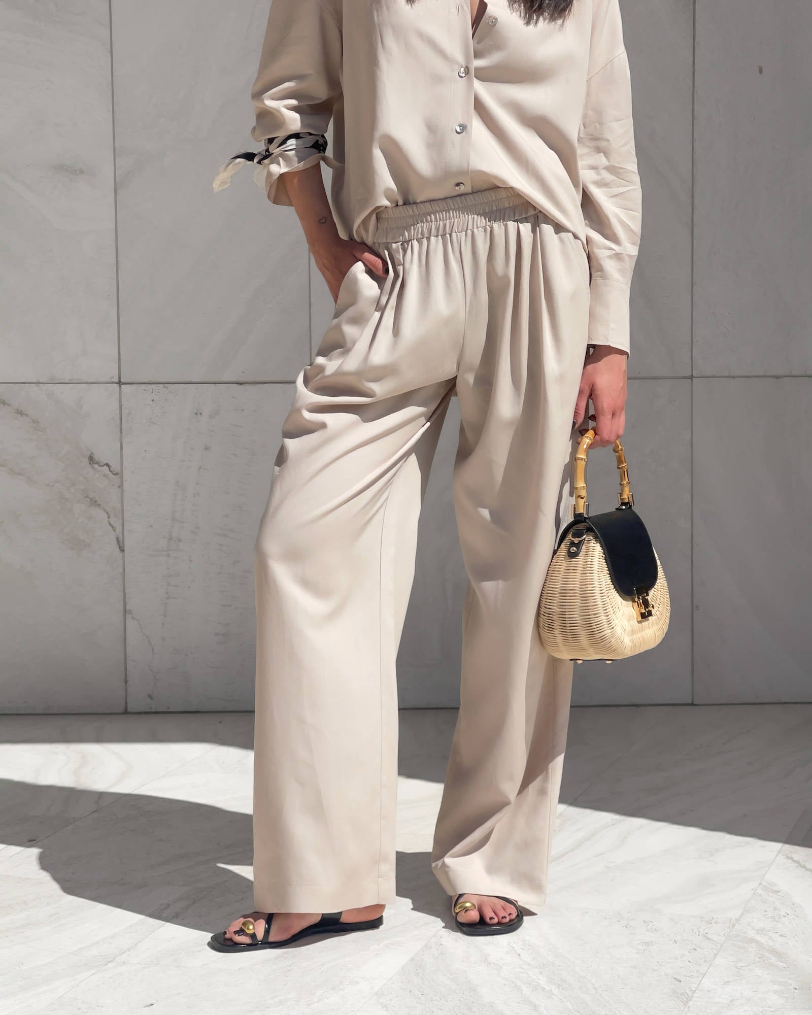 PANTALONE IN LINO VISCOSA MISTRAL SABBIA