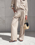 PANTALONE IN LINO VISCOSA MISTRAL SABBIA