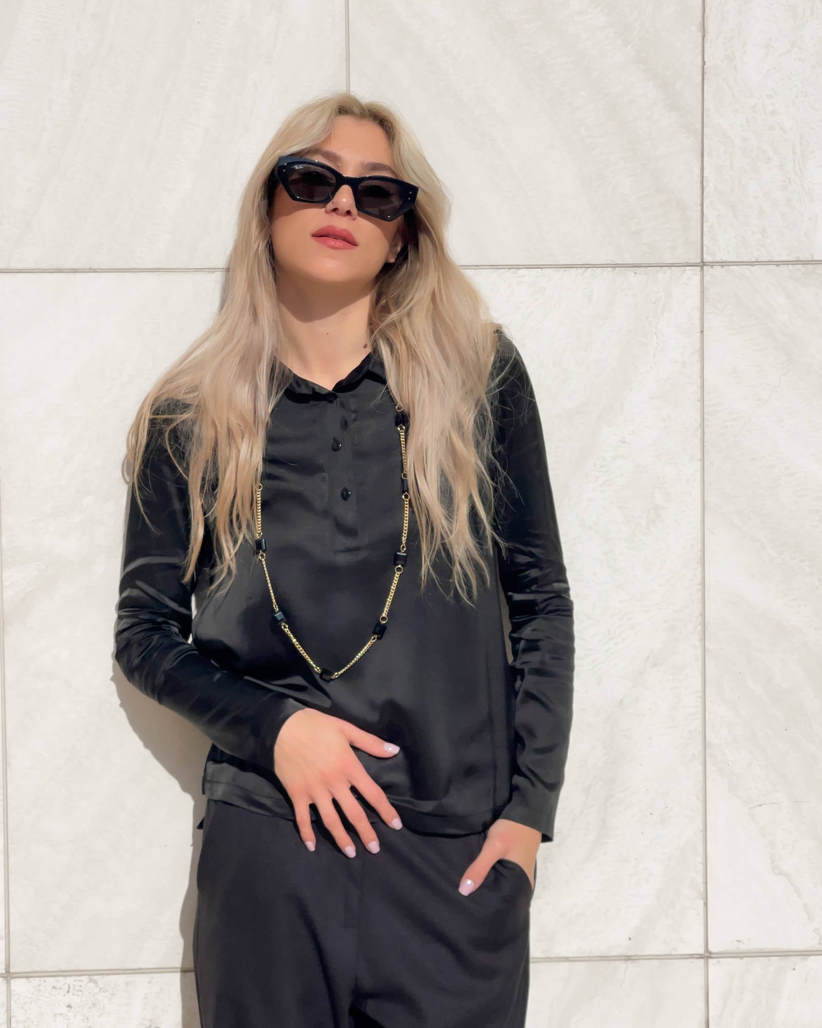 POLO SATIN NORA NERO