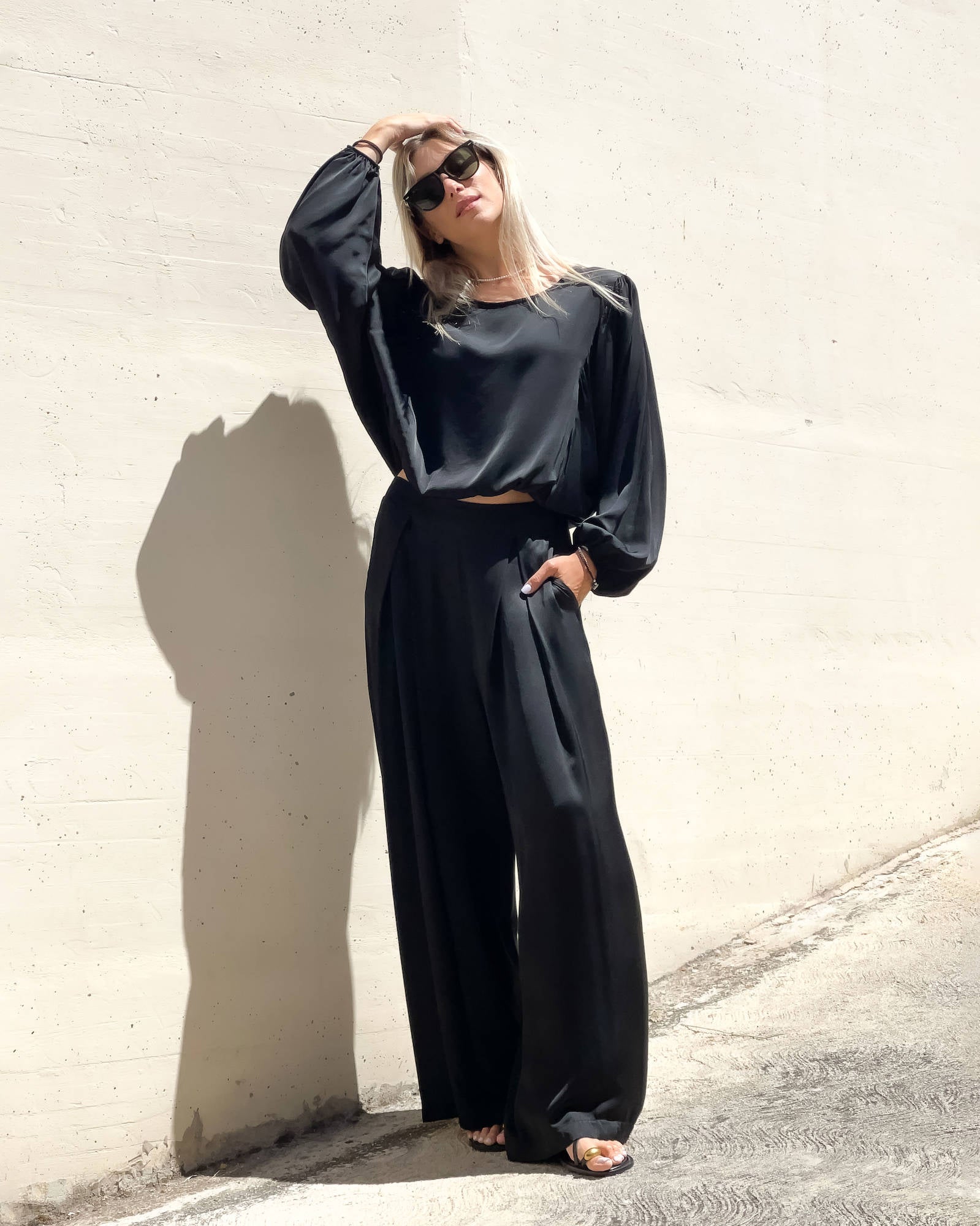 BLUSA SATIN JADE' NERO