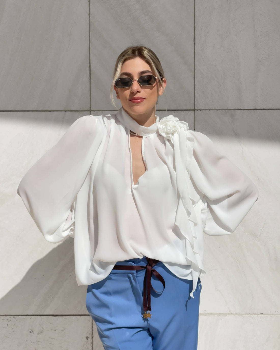 BLUSA IN GEORGETTE EUDORA PANNA