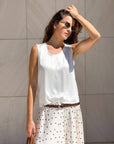 TOP SPALLA LARGA NORA IN SATIN CALCE