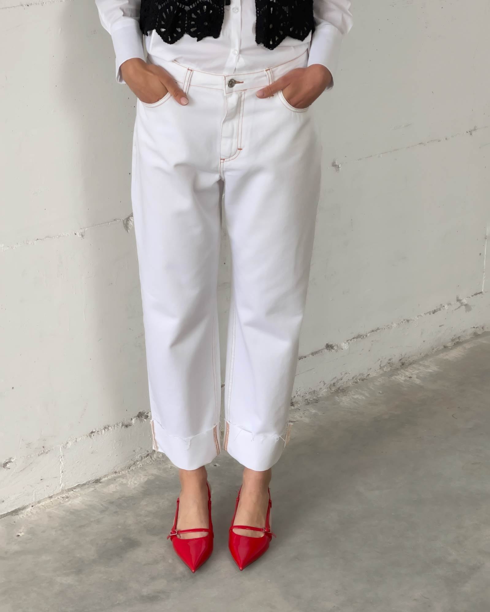 DENIM DELIGHT BIANCO CUCITURE TABACCO