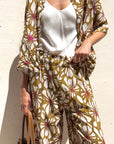 PANTALONE LEONA IN POPELINE DI VISCOSA OLIO