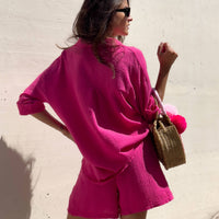 CAMICIA IBIZA IN GARZA DI COTONE FUCSIA