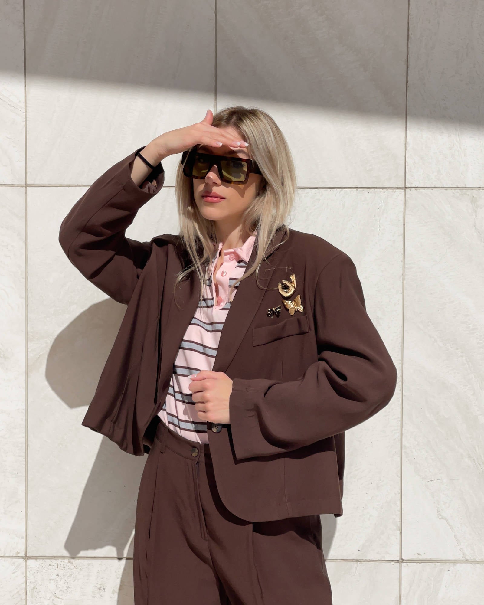 BLAZER CROPPED MEDLEY CHOCO