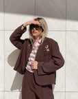 BLAZER CROPPED MEDLEY CHOCO