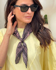 FOULARD IN SETA E COTONE PAISLEY NERO ROSA