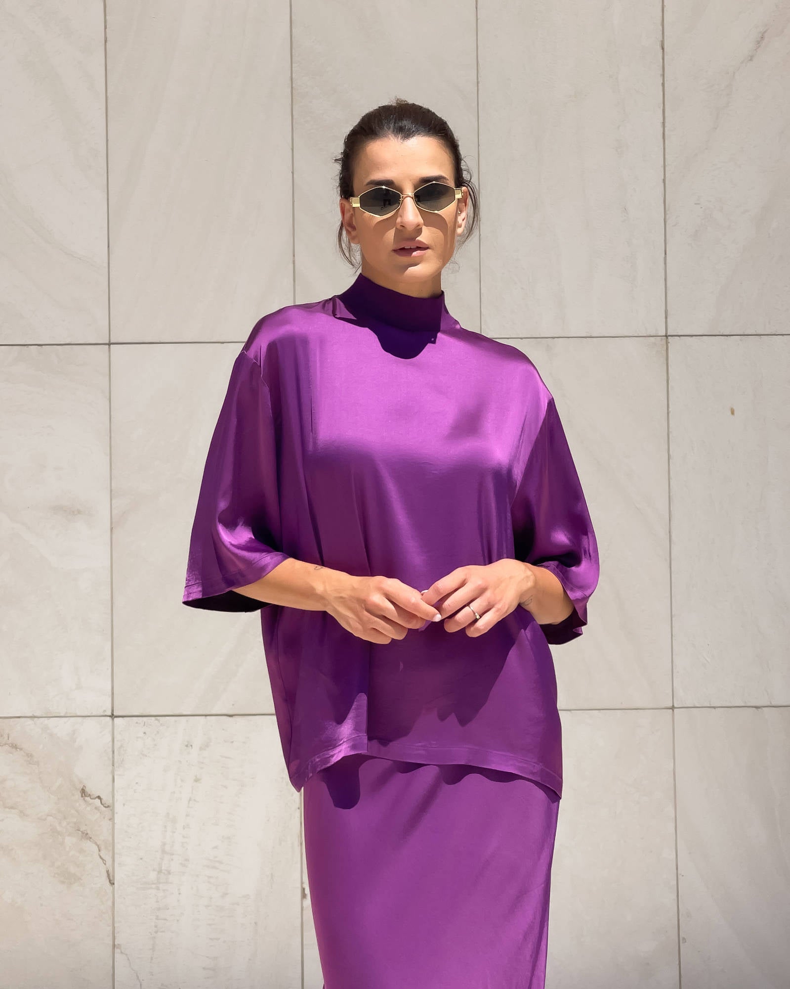 T-SHIRT OVER IN SATIN NORA SICILIA