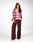 CARDIGAN ROMBI CARNABY ROSA BORDEAUX