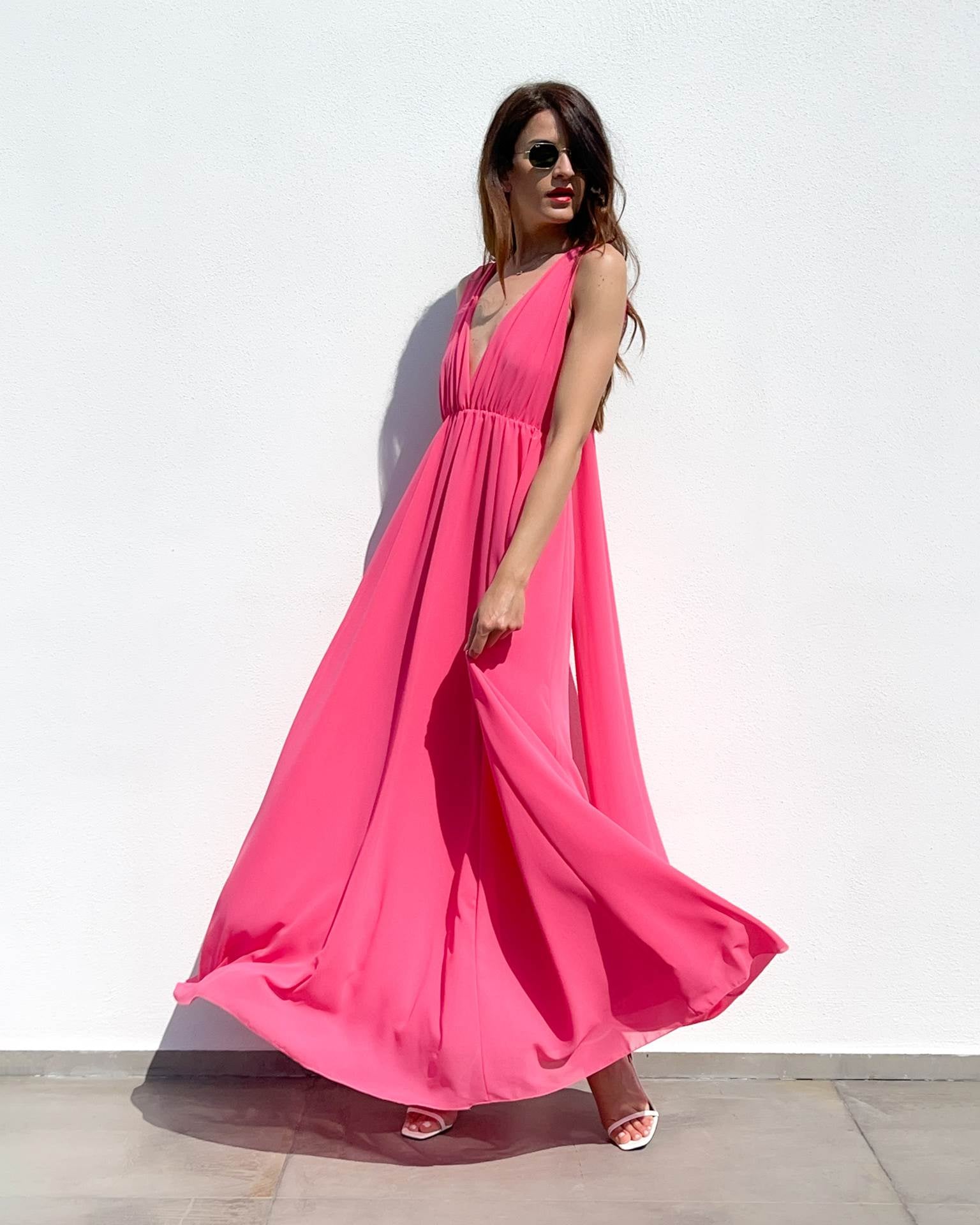 LONG DRESS MICHELLE HOT CORAL