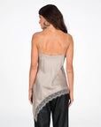 TOP ARIETE IN SATIN TORTORA
