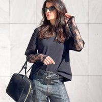 T-SHIRT PARFAIT CON PIZZO NERO