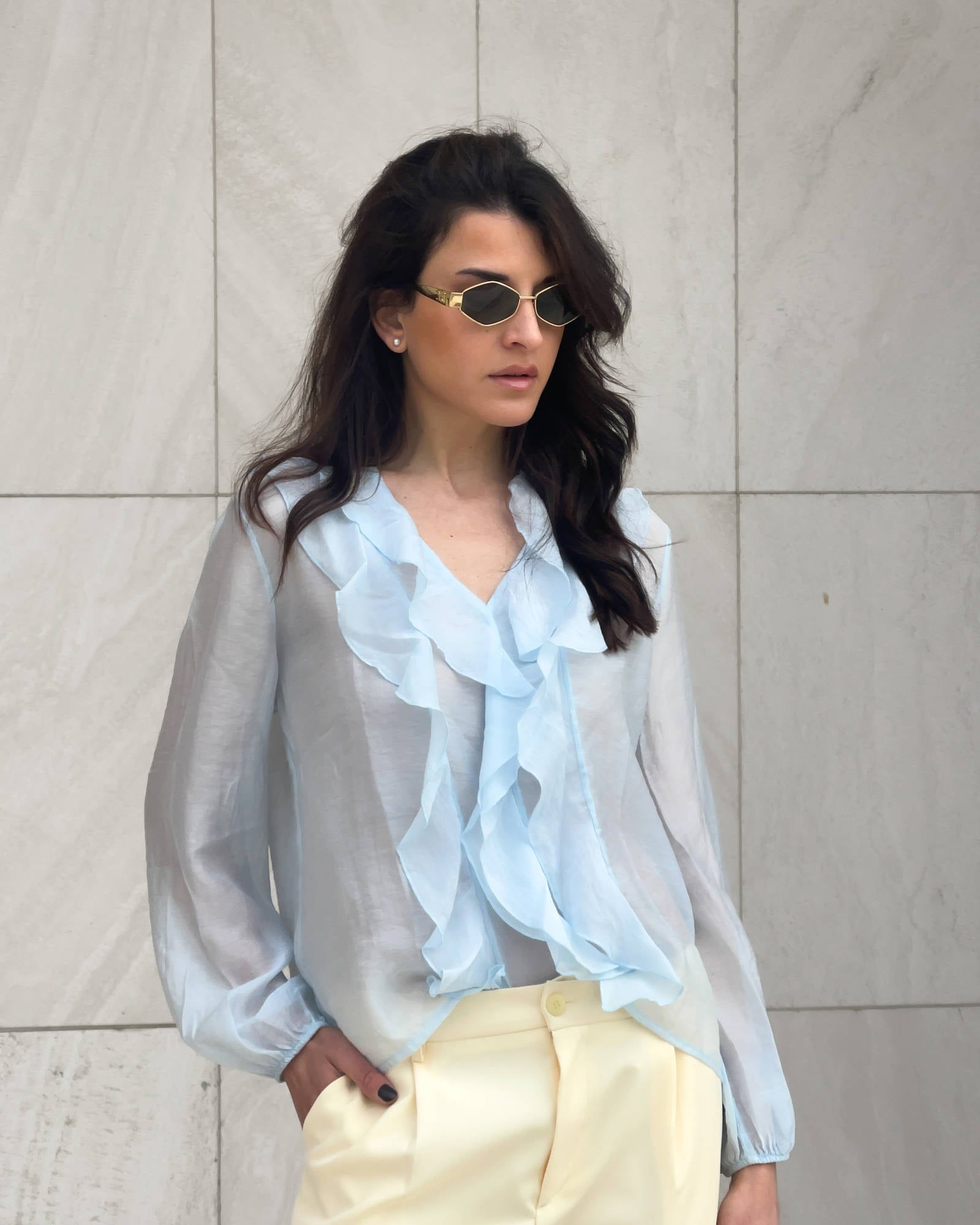 Camicia Bianca Rouches Blusa Rouches Camicia Camicia Emme Marella