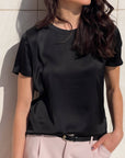 T-SHIRT SATIN NORA NERO