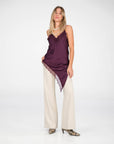 TOP ARIETE IN SATIN BORDEAUX