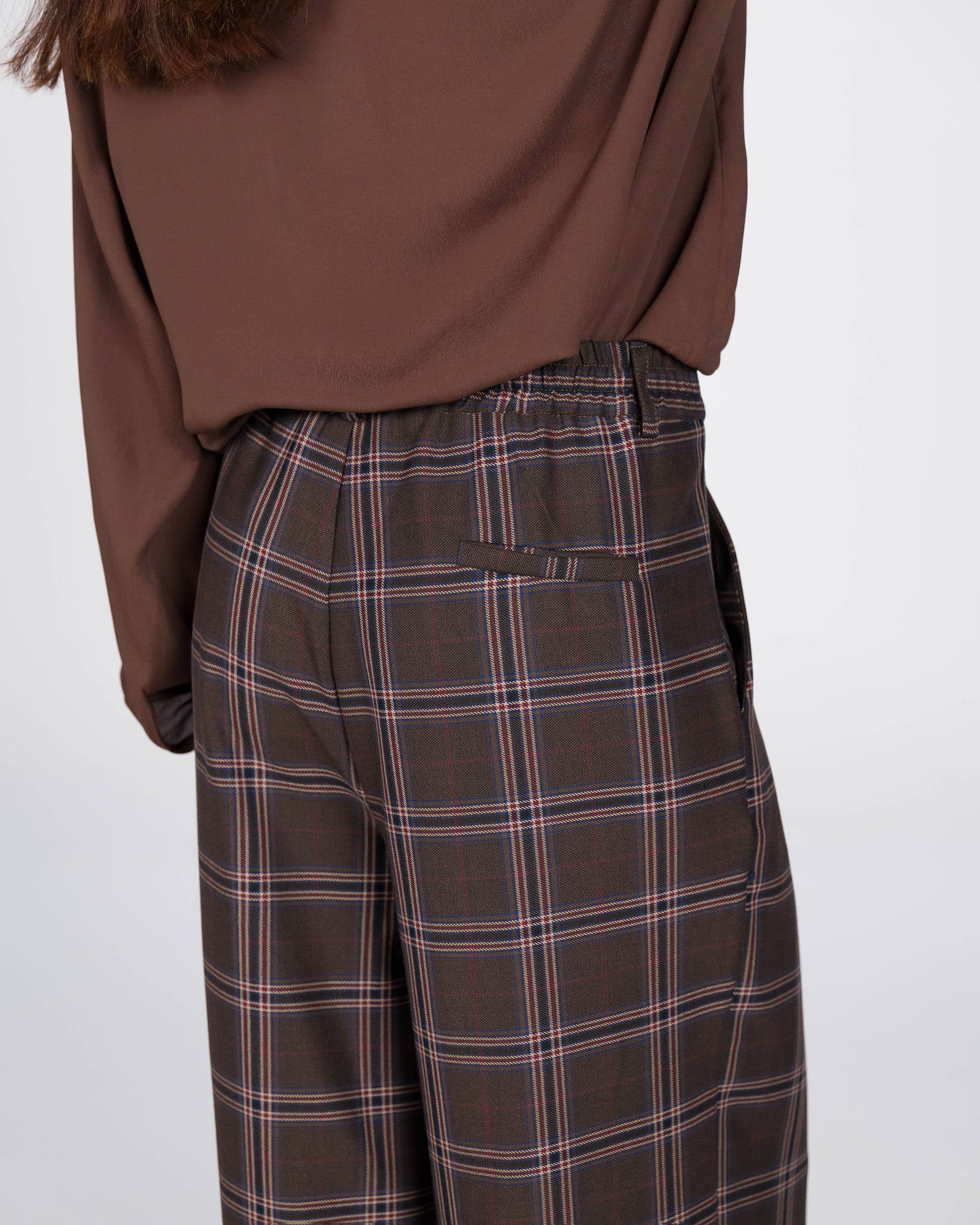 PANTALONE ANDREA CHECK GALLES BROWN BLU