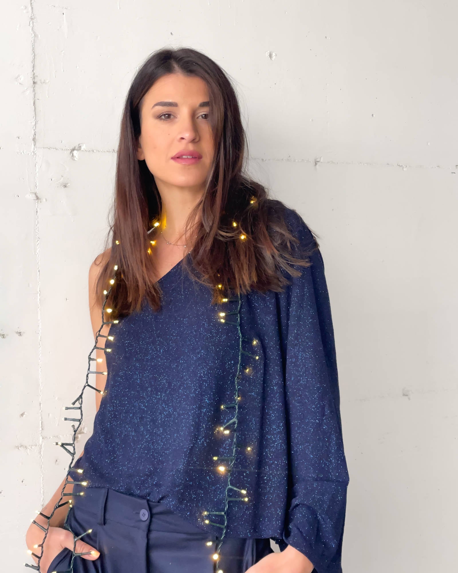 TOP MONOSPALLA ANASTASIA BLU NOTTE