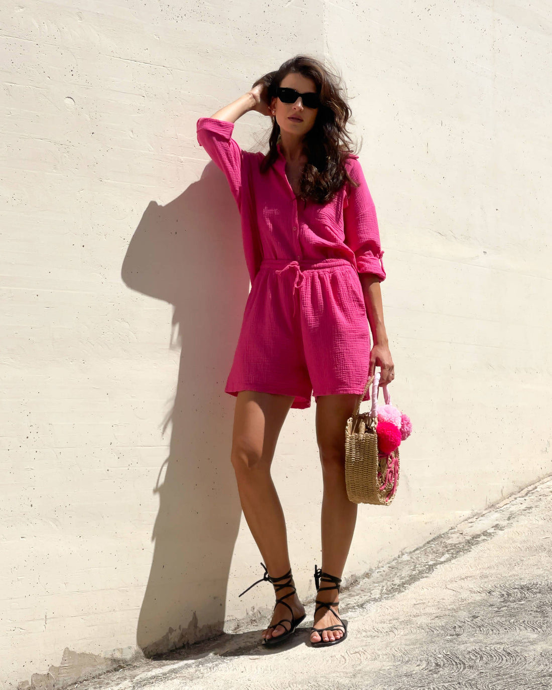 CAMICIA IBIZA IN GARZA DI COTONE FUCSIA