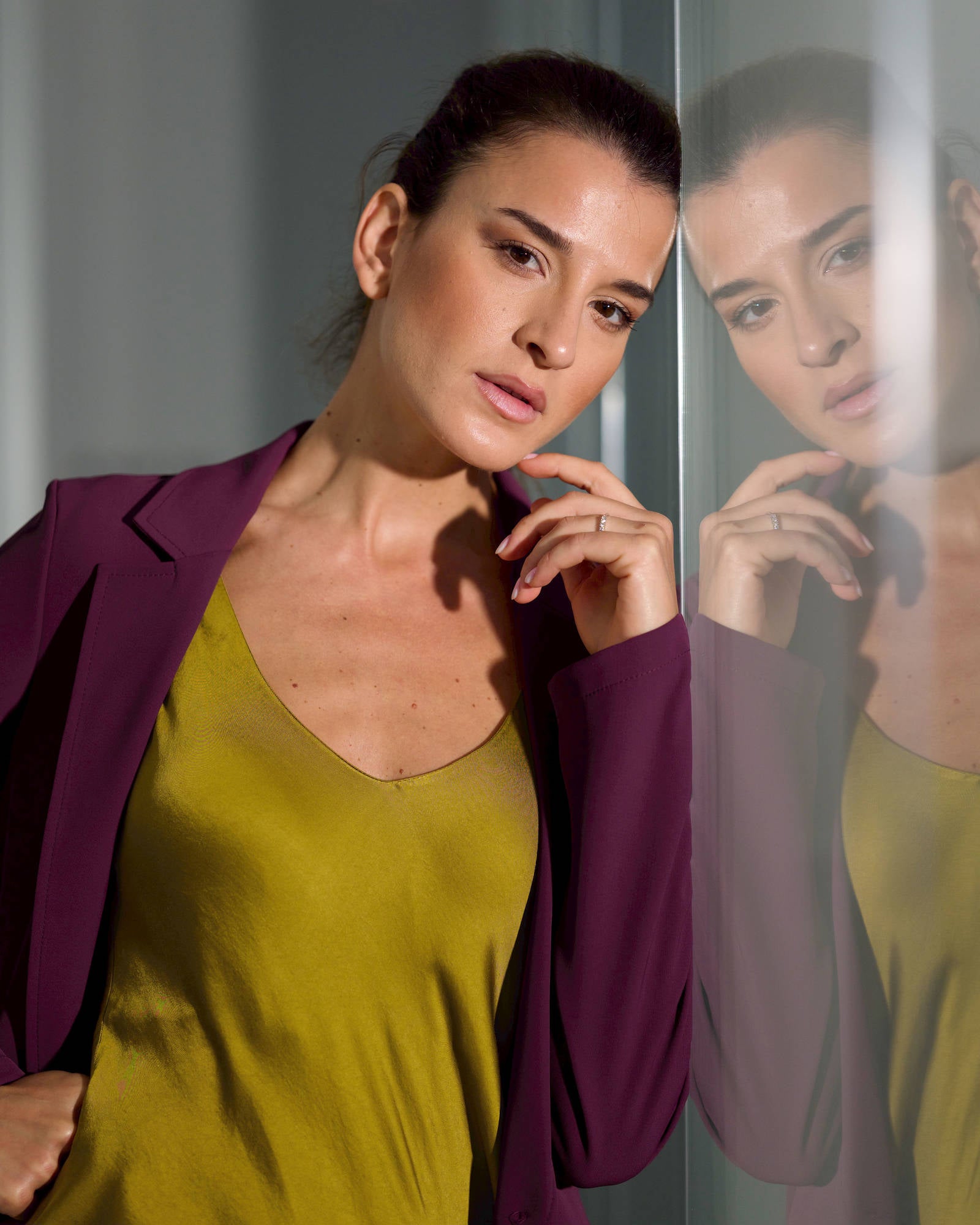 TOP CANOTTA NORA IN SATIN CARDO