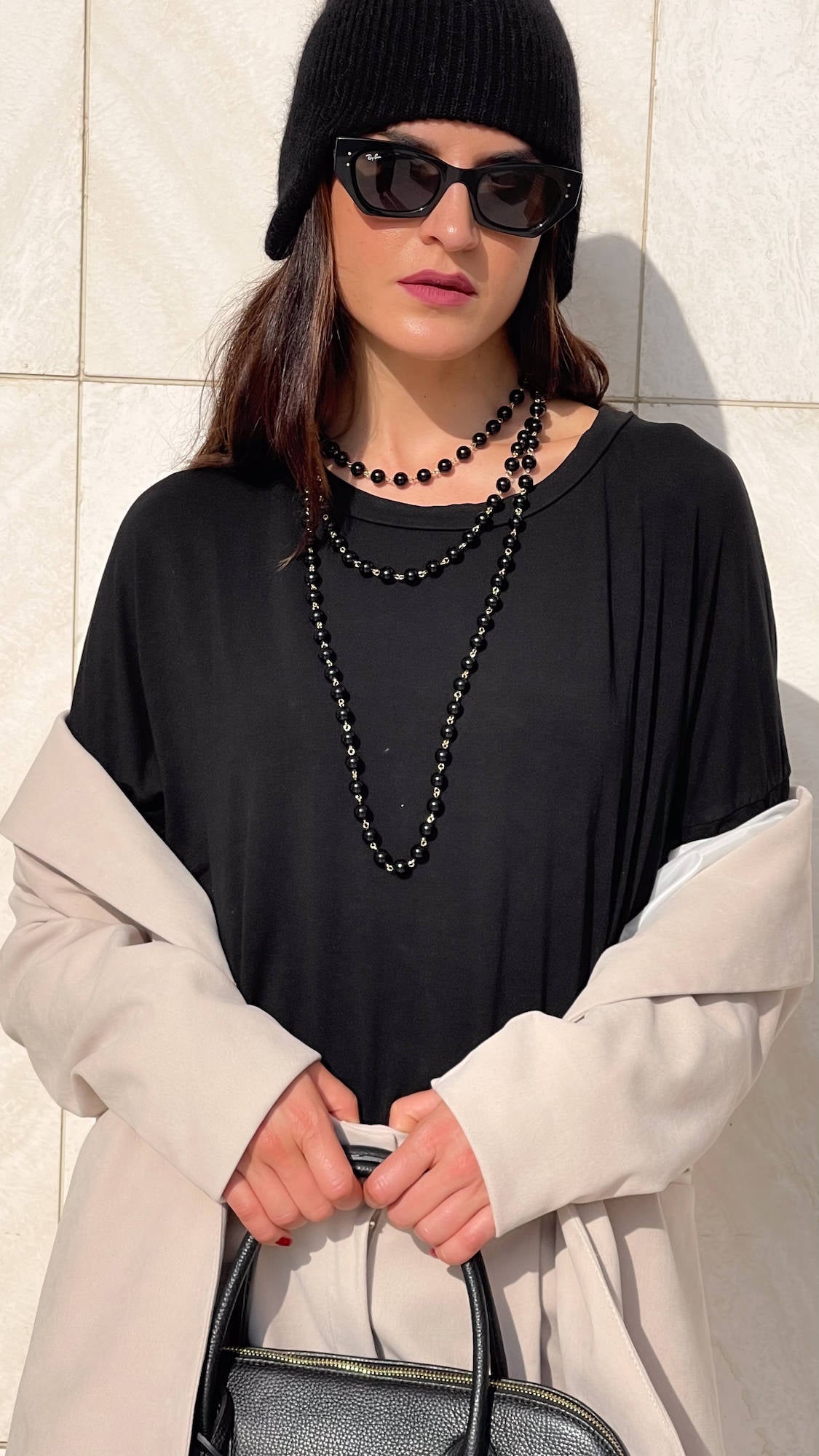 COLLANA PERLE SHARON NERO ORO