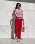 TOP IN VISCOSA E SETA ROSE