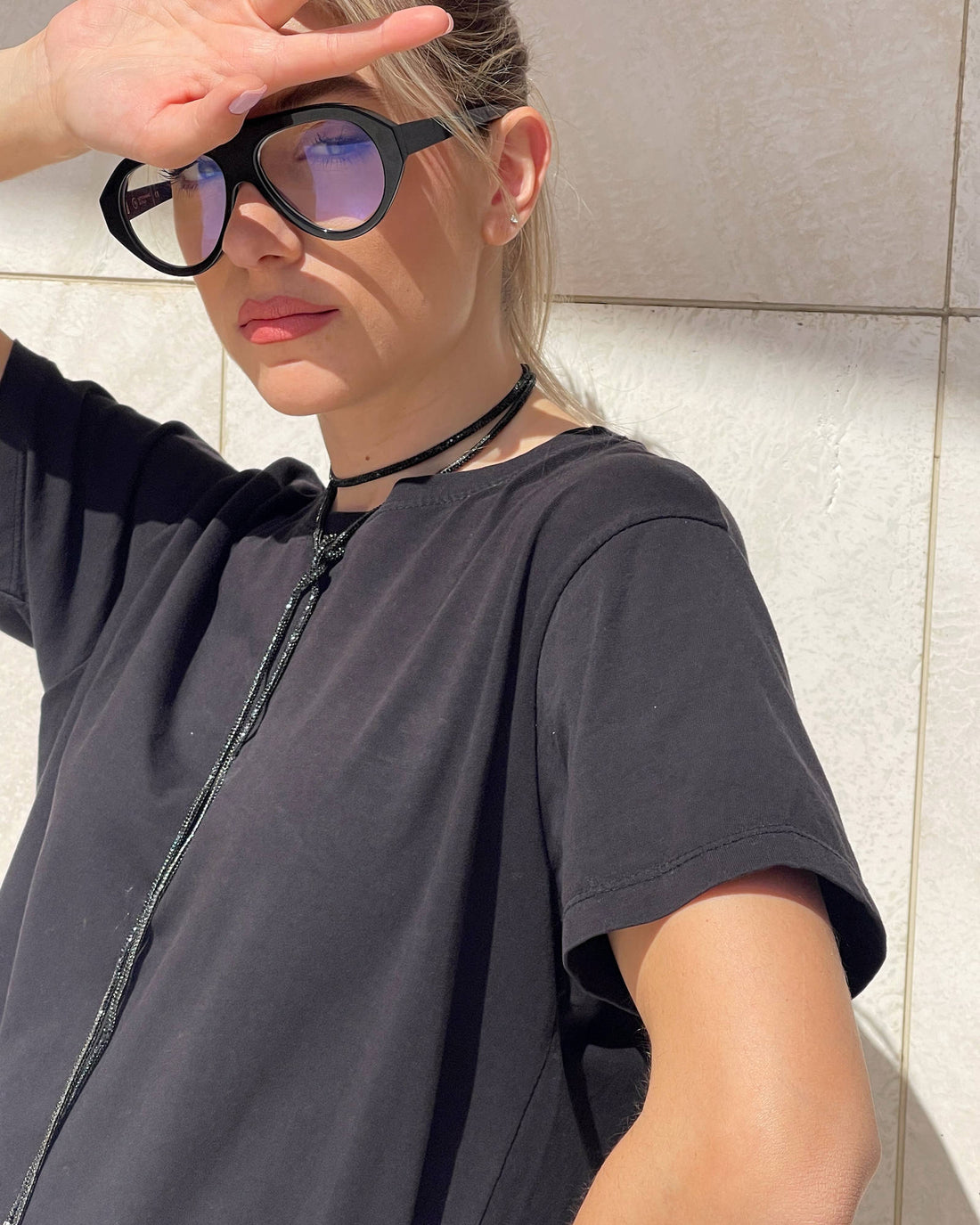 COLLANA LACCIO STRASS NERO