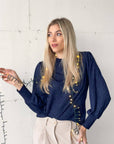 TOP CON SPALLINE ANASTASIA BLU NOTTE
